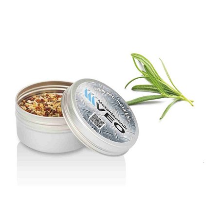 Alu-Dose mit Gewürzen oder süßem Topping als Werbegeschenk