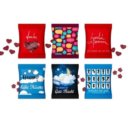 Fruchtgummi im Standardtütchen bedruckt mit Logo