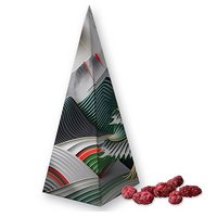 Gebrannte Mandeln Himbeere 30g in in Präsent-Pyramide mit Logo
