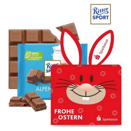 Schokotafel Ritter SPORT Osterhase mit eigenem Logo