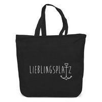 Baumwolltasche CADAQUES schwarz 60 x 48 x 15 cm mit Bodenfalte und langen Henkeln mit Logo