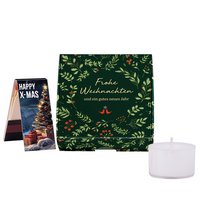Klappbox S, Teelichter Adventskranz mit Logo