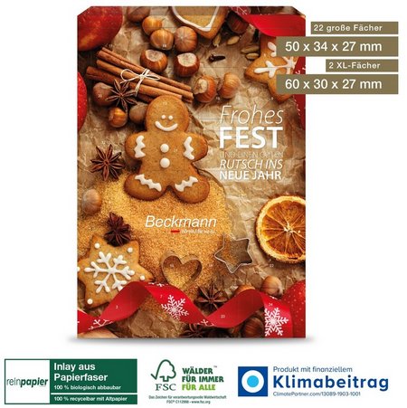Adventskalender Universal Inlay aus Papierfaser mit eigenem Logo 