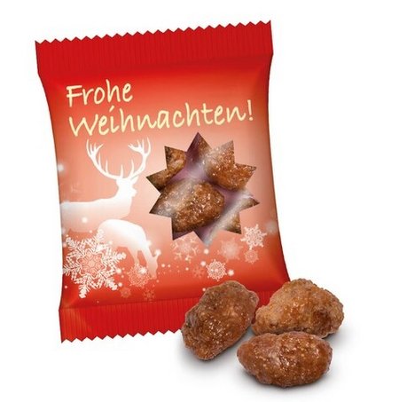 Gebrannte Mandeln in Werbetütchen mit Logo