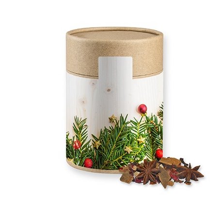 Glühweingewürz grob ca. 150g Biologisch abbaubare Eco Pappdose Maxi mit Logo