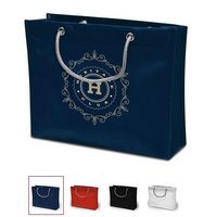 PP-Tasche London 25 x 20 x 8 cm silberne Tragekordel und eigenem Logo
