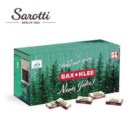 3D Adventskalender Container mit Sarotti Schokolade mit Logo