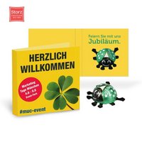 Werbe-Klappkarte  Veganer Glückskäfer von Storz  mit Logo