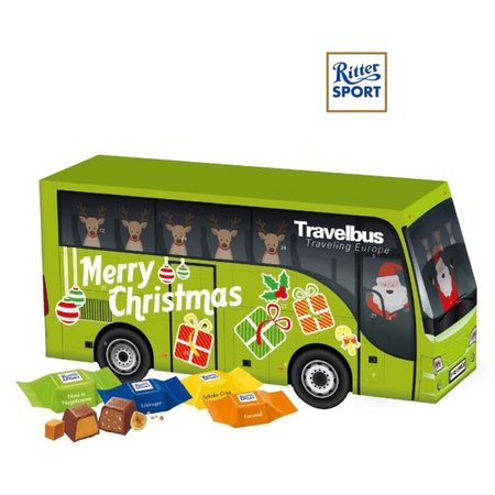 3D Adventskalender Bus mit Ritter SPORT Schokowürfel mit Logo