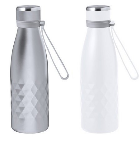 Wärme Flasche Hexor Silber und Weiß mit Logo