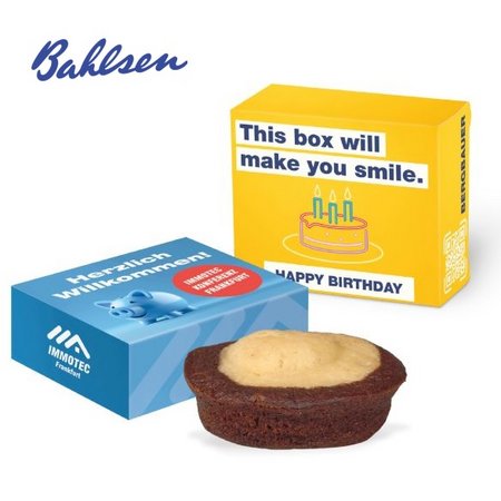 Bahlsen Mini Kuchen in Werbebox mit Logo