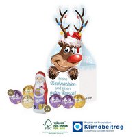 3D Präsent Rentier mit süßer Füllung Milka mit individuellem Logo