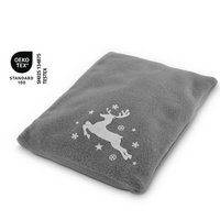 Wärmekissen Winterzeit Grau mit winterlichem Rentier-Motiv mit Logo