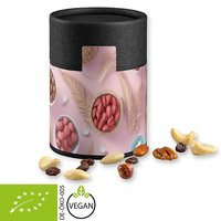 Bio Studentenfutter 80g Kraftpapierdose Midi schwarz mit Logo 