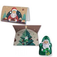 Mini Schoko-Weihnachtsmänner (vegan) ca. 7g Werbekarte A6 gefaltet mit Logo