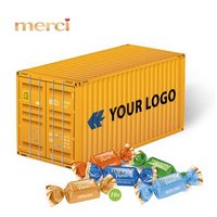 3D Präsent Container mit Merci Petits mit Logo