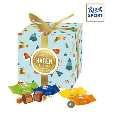 Präsent Feine Bescherung mit Ritter SPORT Schokowürfel mit Logo