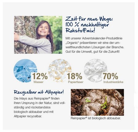 Tisch-Adventskalender Organic Materialien mit Milka Schokoladen Mix mit eigenem Logo bedrucken