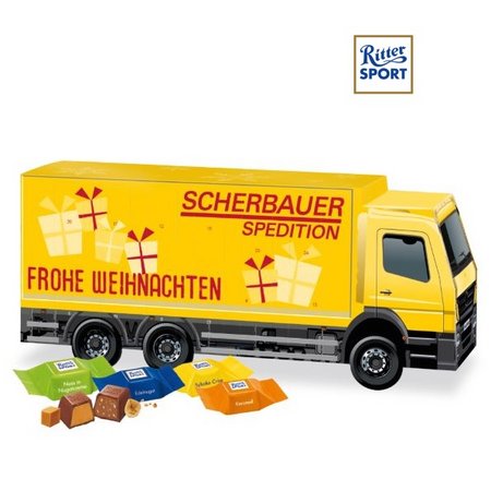 3D Adventskalender LKW Ritter SPORT Schokowürfel mit Logo