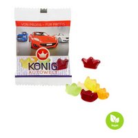 Fruchtgummi Individuell vegan in kompostierbares Werbetütchen 10g mit Logo