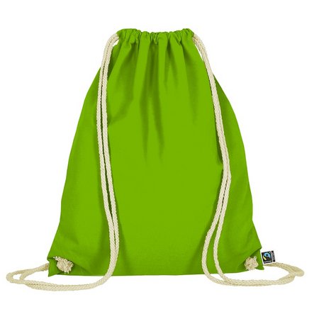 Turnbeutel 38 x 46 cm aus Fairtrade-zertifizierter Baumwolle hellgrün als Werbegeschenk