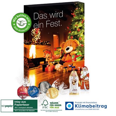 Adventskalender Lindt Lindor Inlay aus Papierfaser mit Logo