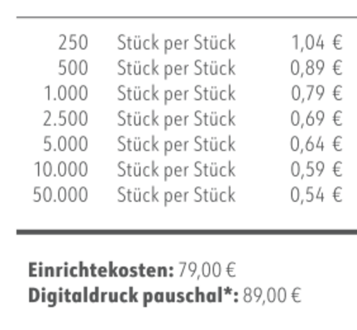 Preisliste LogoRolle Mini-Schokolinsen mit Logo