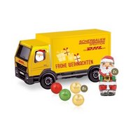 3D Präsent LKW mit Fairtrade Schokolade mit Logo