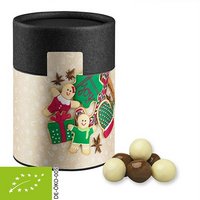 Bio Knusperkugeln-Mix ca. 50g Biologisch abbaubare Eco Pappdose Midi schwarz mit Logo