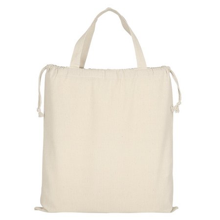 Baumwolltasche CLASSIC 38x42 cm mit zwei kurzen Henkeln und doppeltem Kordelzug bedruckt mit Logo