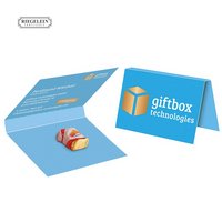 Werbekarte Visitenkartenformat mit Schoko Weihnachtsmann mit Logo