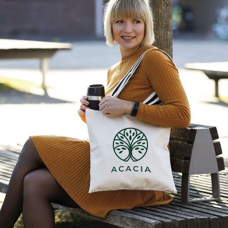 Tasche ANTWERPEN 38 x 42 cm Canvas-Tasche mit langen, zweifarbig gewebten Henkeln mit eigenem Logo