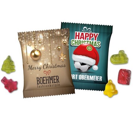 Fruchtgummi Weihnachtsedition im Werbetütchen mit Logo