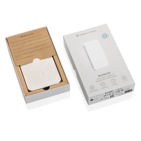 Verpackung Urban Vitamin Burbank 3000mAh Powerbank aus RCS Plastik/Alu mit Logo