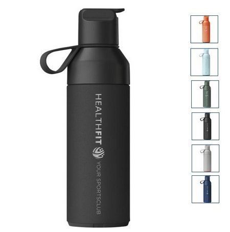 Schwarze Ocean Bottle GO 500 ml vakuumisolierte Flasche mit Logo
