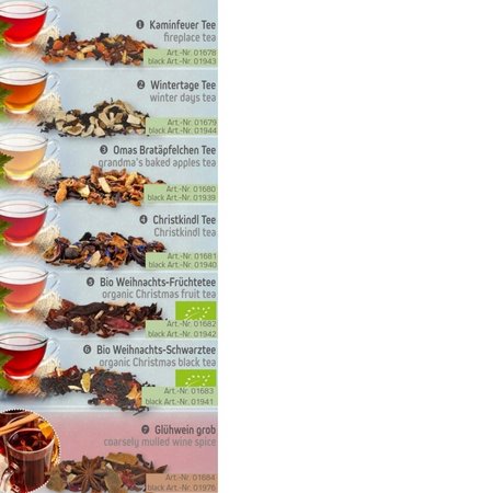 Füllvarianten Tee verschiedene Sorten 50-70g in Eco Pappdose Midi