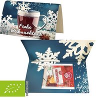 Faltkarte mit Bio Weihnachts-Beuteltee Winterpunsch Express mit Logo