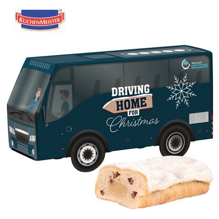 3D Präsent Bus KuchenMeister Ministollen mit Logo