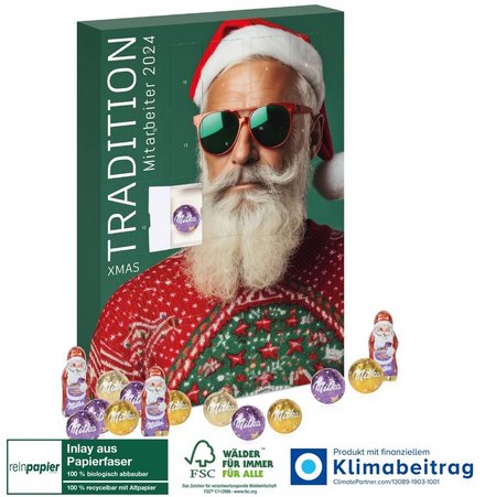 Adventskalender Milka Edition Inlay aus Papierfaser mit eigenem Logo