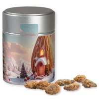 Feuergebrannte Mandeln ohne Zuckerzusatz (vegan), ca. 100g, Metalldose Midi silber mit Logo