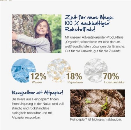 Nachhaltigkeit Inhalt 3D Adventskalender Lindt Container Organic mit eigenem Logo 
