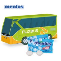 3D Präsent Bus Mentos Mint mit Logo