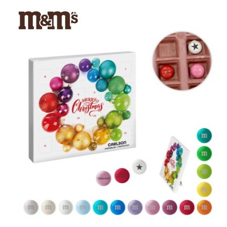 reinpapier Mini-Adventskalender mit personalisierten M&M'S Schokolinsen mit Logo