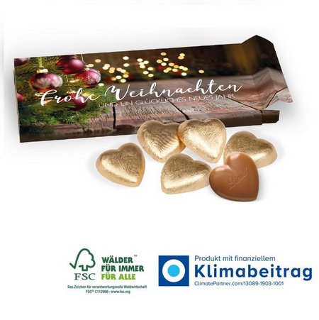 Präsentbox mit Lindt Schokoherzen mit Logo