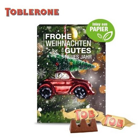 Adventskalender mit Toblerone Milchschokolade Inlay aus Papierfaser mit Logo