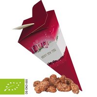 Bio Feuergebrannte Mandeln 30g in in Präsent-Pyramide mit Logo
