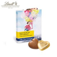 Werbe-Klappkarte Schokoladenherz von Lindt mit individuellem Logo