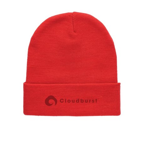 Rote Impact Polylana® Beanie mit AWARE™ Tracer mit Logo