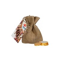 Jute Sack Schokolade-Münzen 50g mit Logo