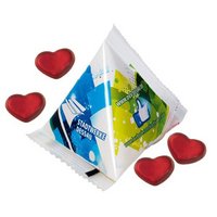 Fruchtgummi-Herz in Werbe-Pyramide 12g bedruckt mit Logo